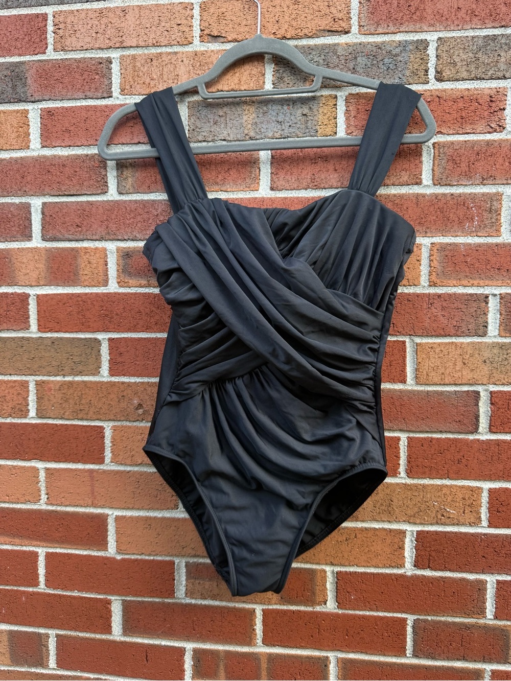 Miraclesuit Black Ruched Draped One Piece Swimsuit Size 10